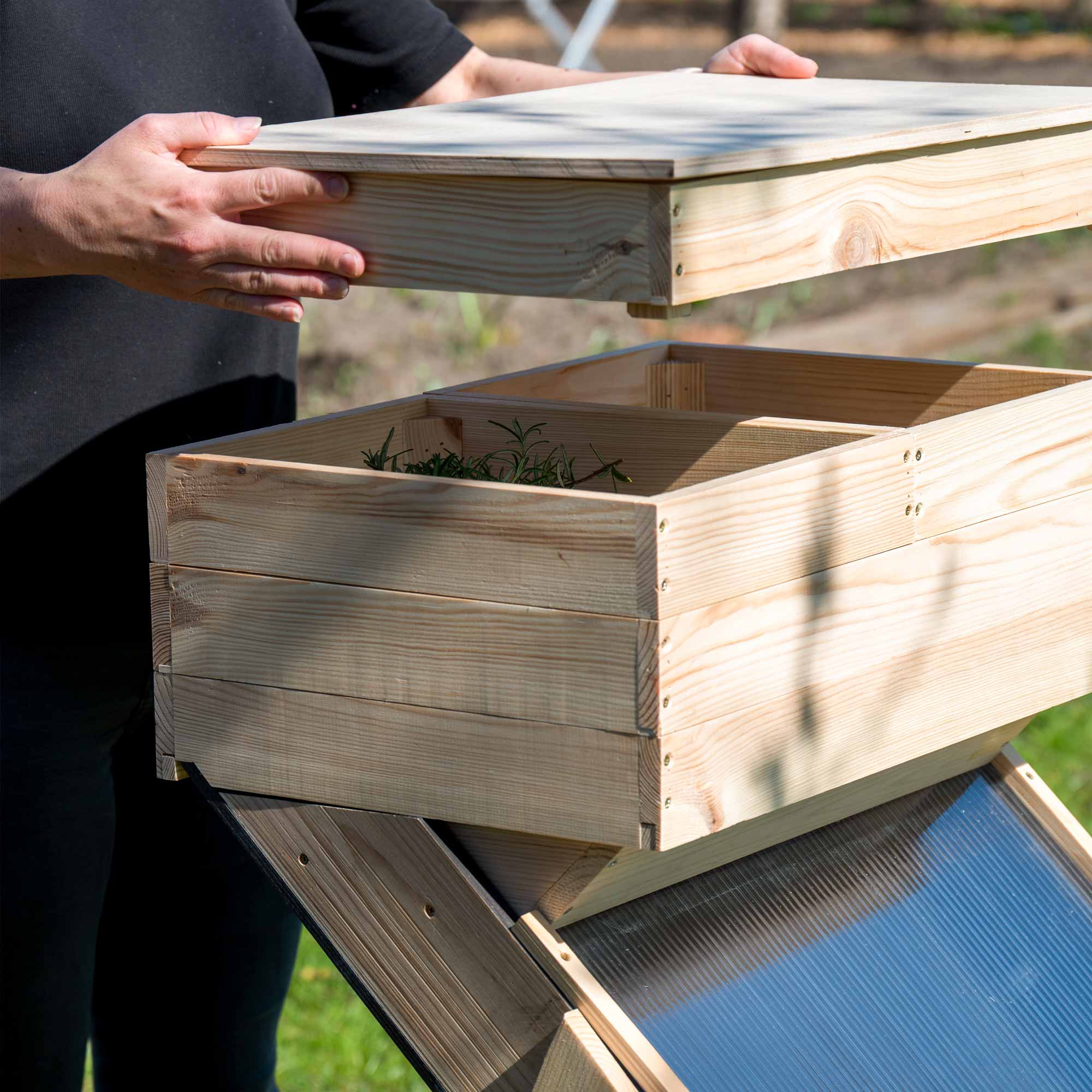 Dobar Solar-Trockner aus Holz Dörrschrank Lebenmitteltrockner Obsttrockner