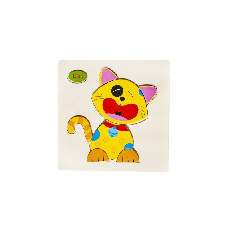 4 Bilder Puzzle aus Holz mit jeweils mehreren steckbaren Teilen ab etwa 3 Jahren