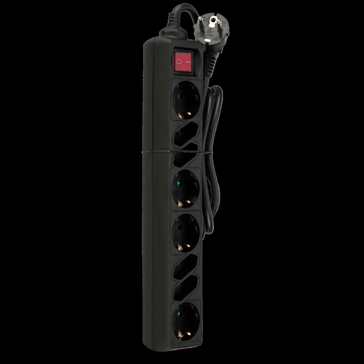 Mehrfachsteckdosenleiste, Schalter, Netzadapter, Kabel, Steckplätze