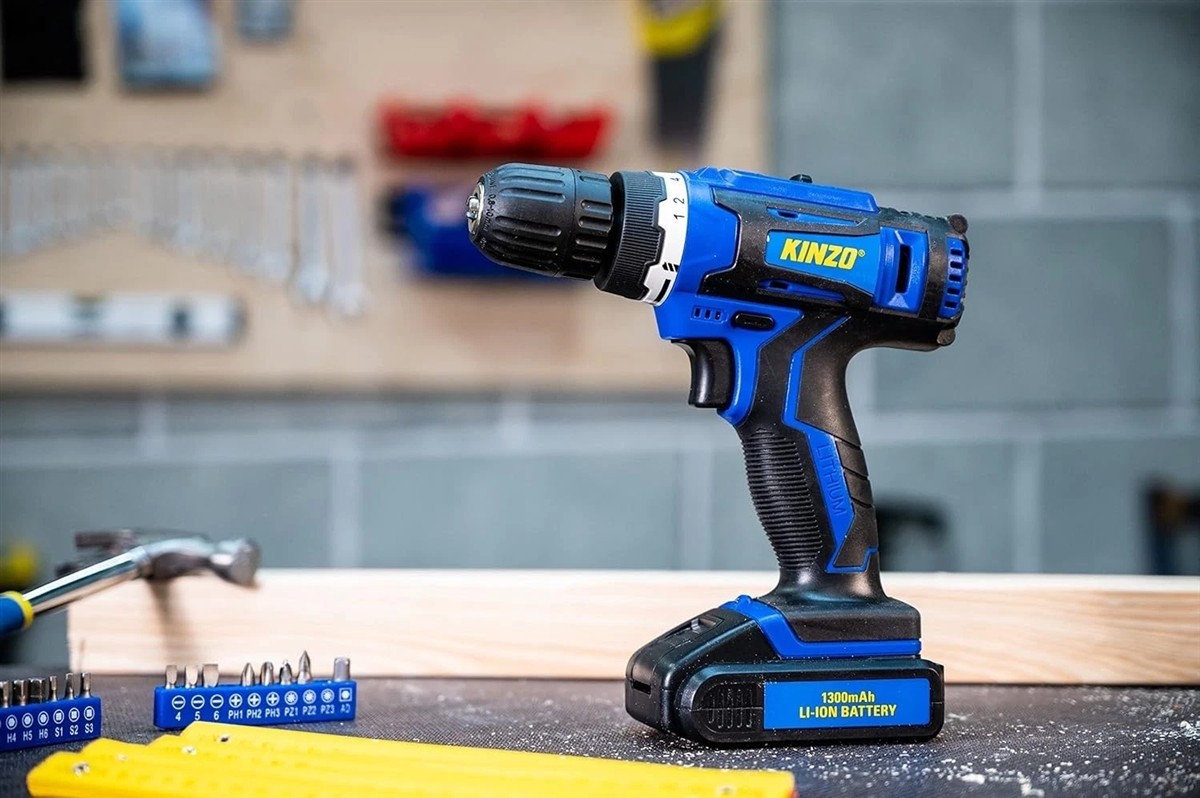 Akkuschrauber, Batterie, Kraftwerkzeug, Schnellspann-Schaft, Blue-black
