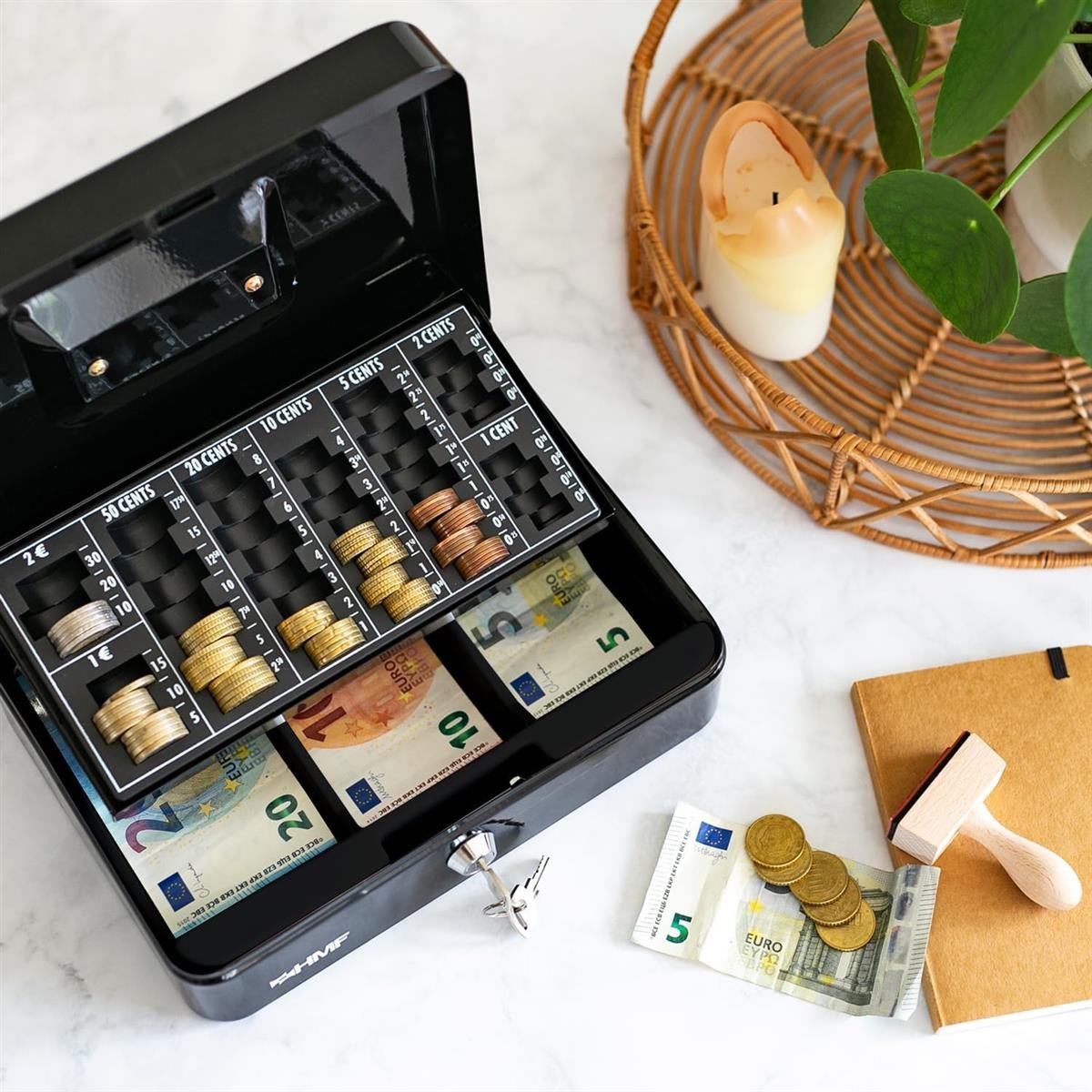 Kassenkassette, Geldbox, Geldkassenschublade, Geldbehälter, Euro-Banknoten