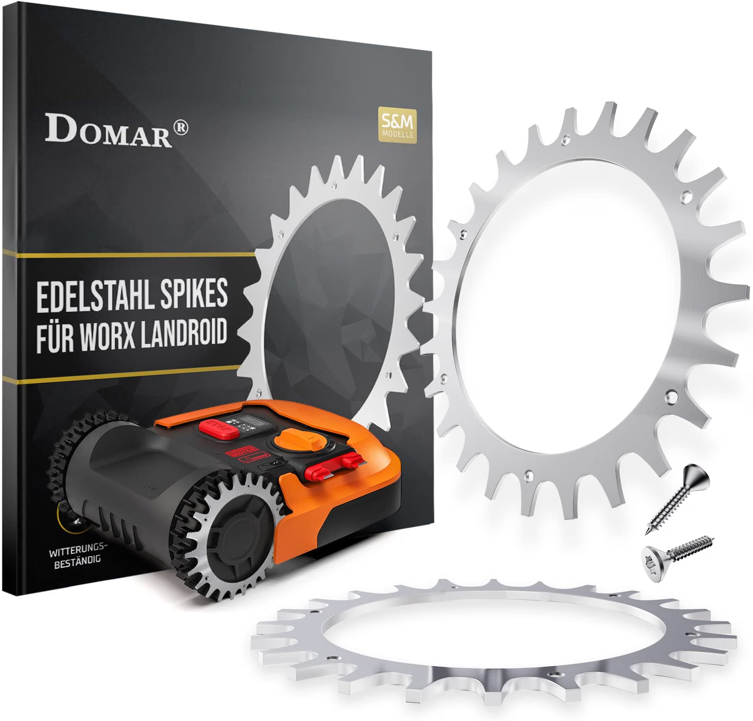 Kettenrad, Edelstahl, Spikes, Worx Landroid, Montagesatz