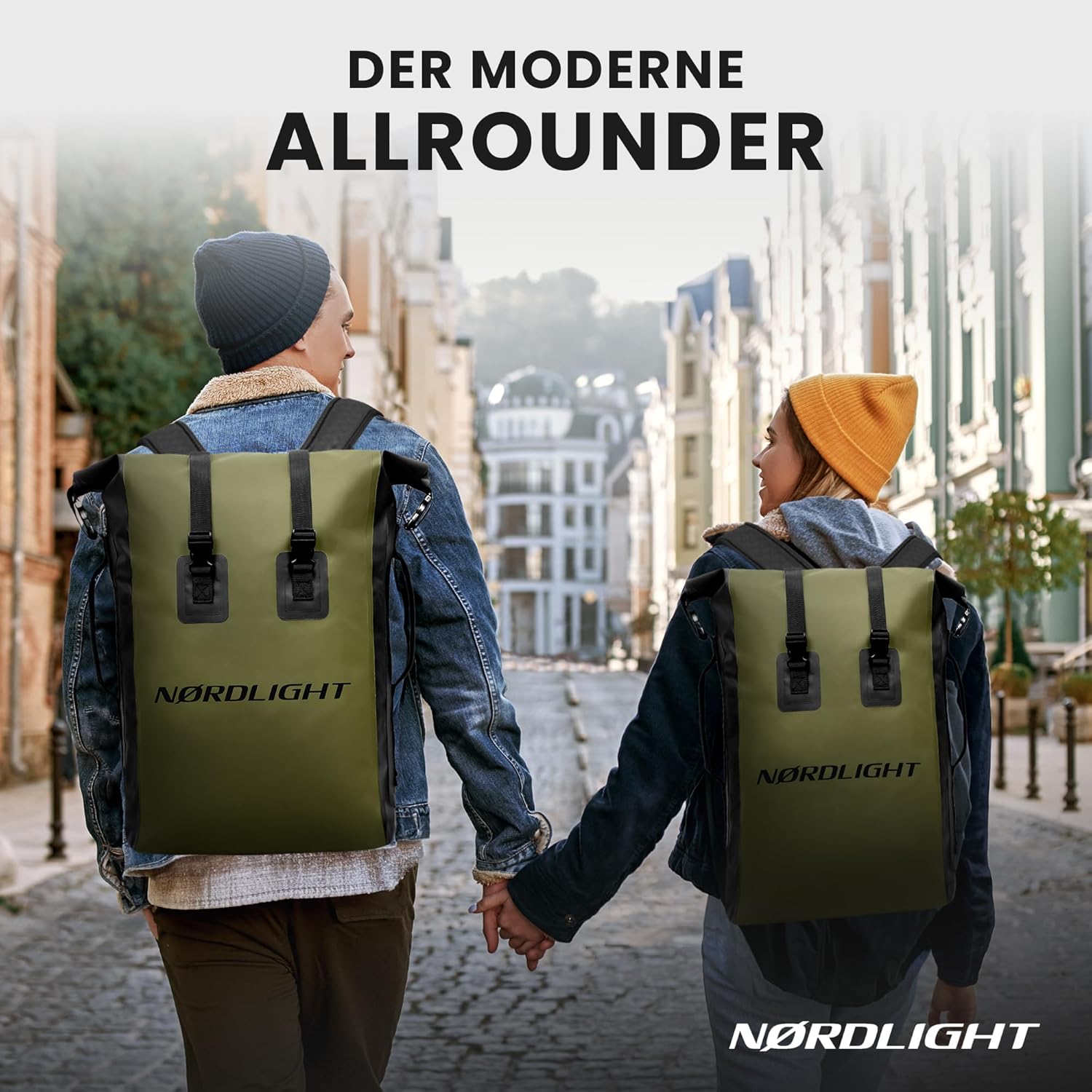 Nordlight Wasserdichter Rucksack Dry Bag 35l - Roll Top Rucksack Kurierrucksack olive