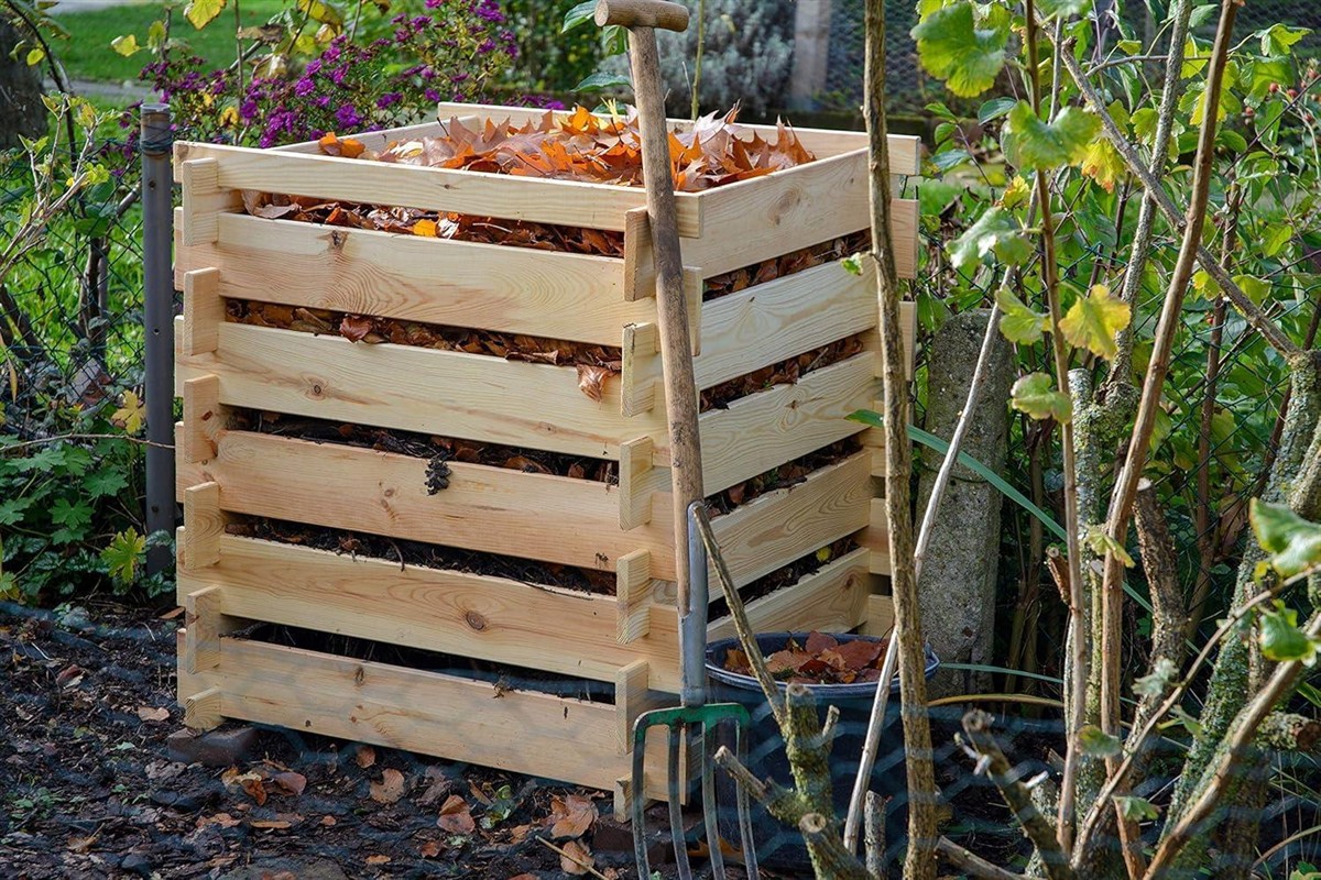 Holzkorb, Kompostkorb, Holzkiste, Gartenabfälle, Holzlatten