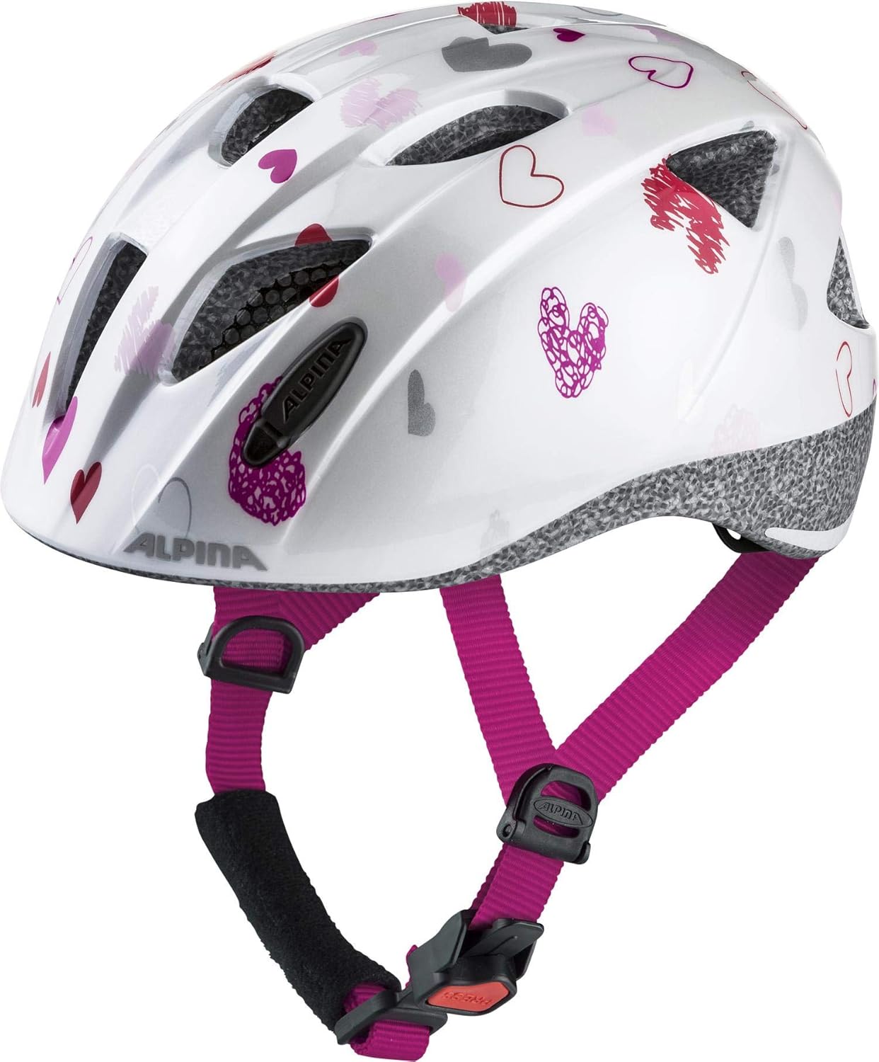 ALPINA XIMO Kinderfahrradhelm Fahrradhelm Kinder Schutzhelm white hearts 45 bis 49cm