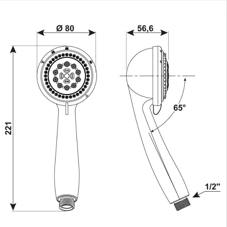 Conmetall Handbrause Arielli New 4S+WS - Chrom Badezimmerzubehör Sanitär Duschen