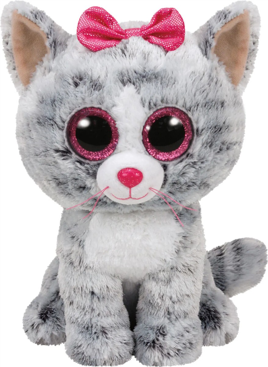 Plüschfigur, Katze, Grau, Glitzeraugen, Haarig