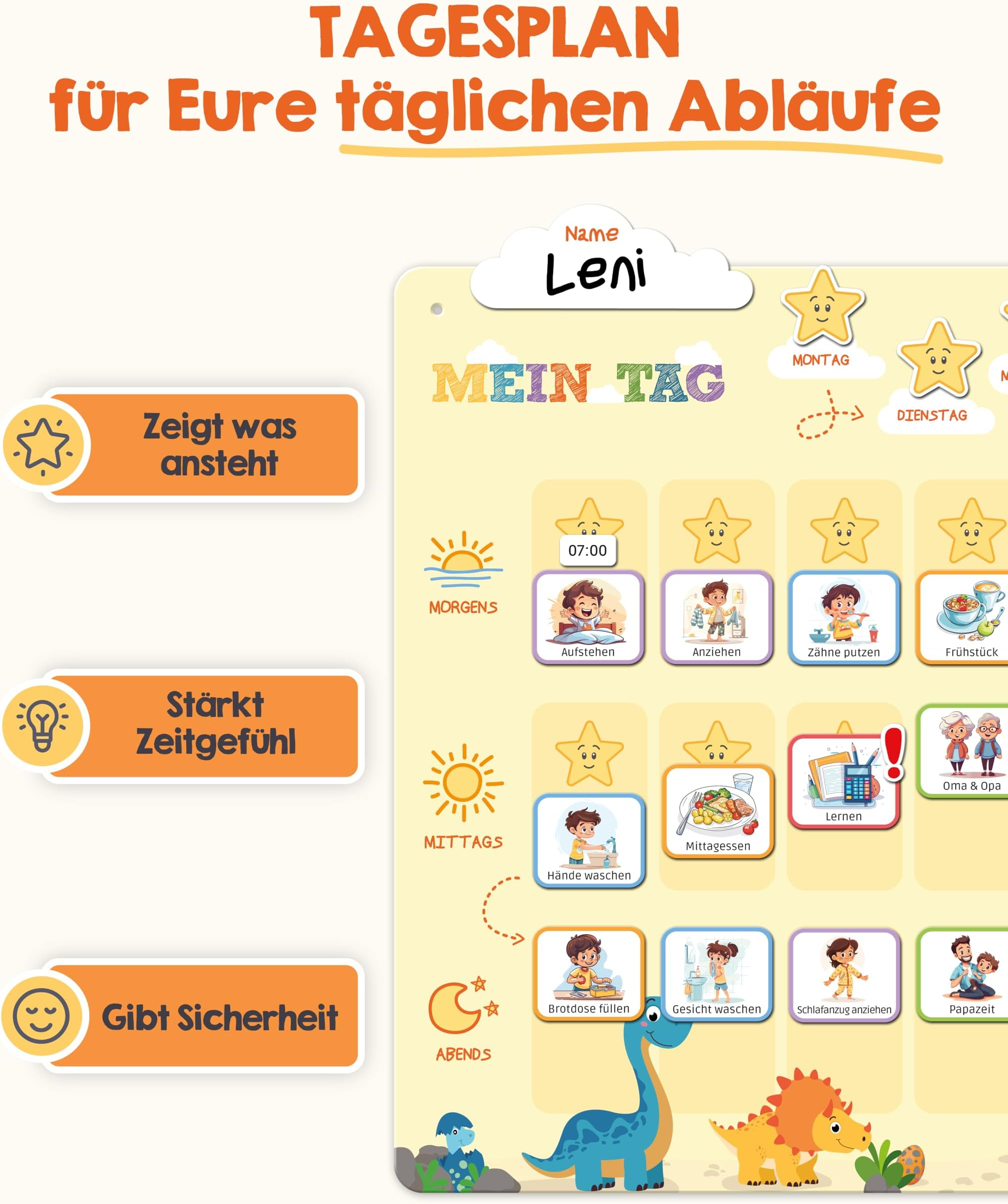 Tagesablauf, Morgenroutine, Mittagsritual, Abendroutine, Kinderplan