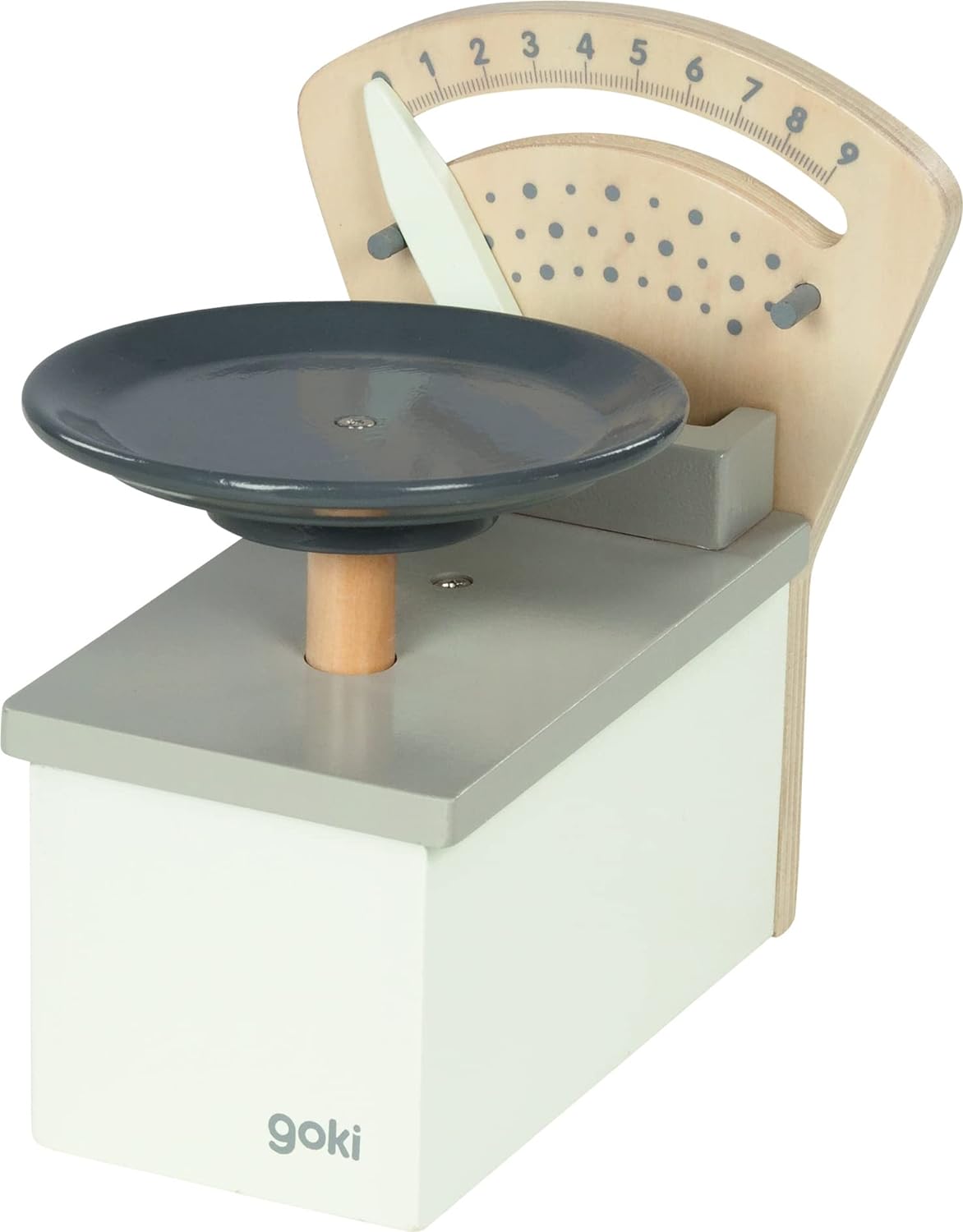 goki 51504 Waage für Kinderküche und Kaufladen aus Holz Spielzeugwaage Kinderküchenwaage Spielzeug-Küchenwaage Miniaturwaage Spielwaage