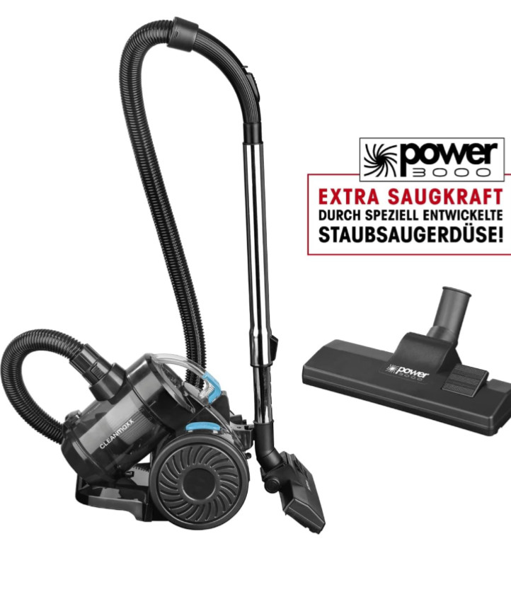 CLEANmaxx Zyklon-Staubsauger 800W Beutellos EPA- und Abluftfilter schwarz