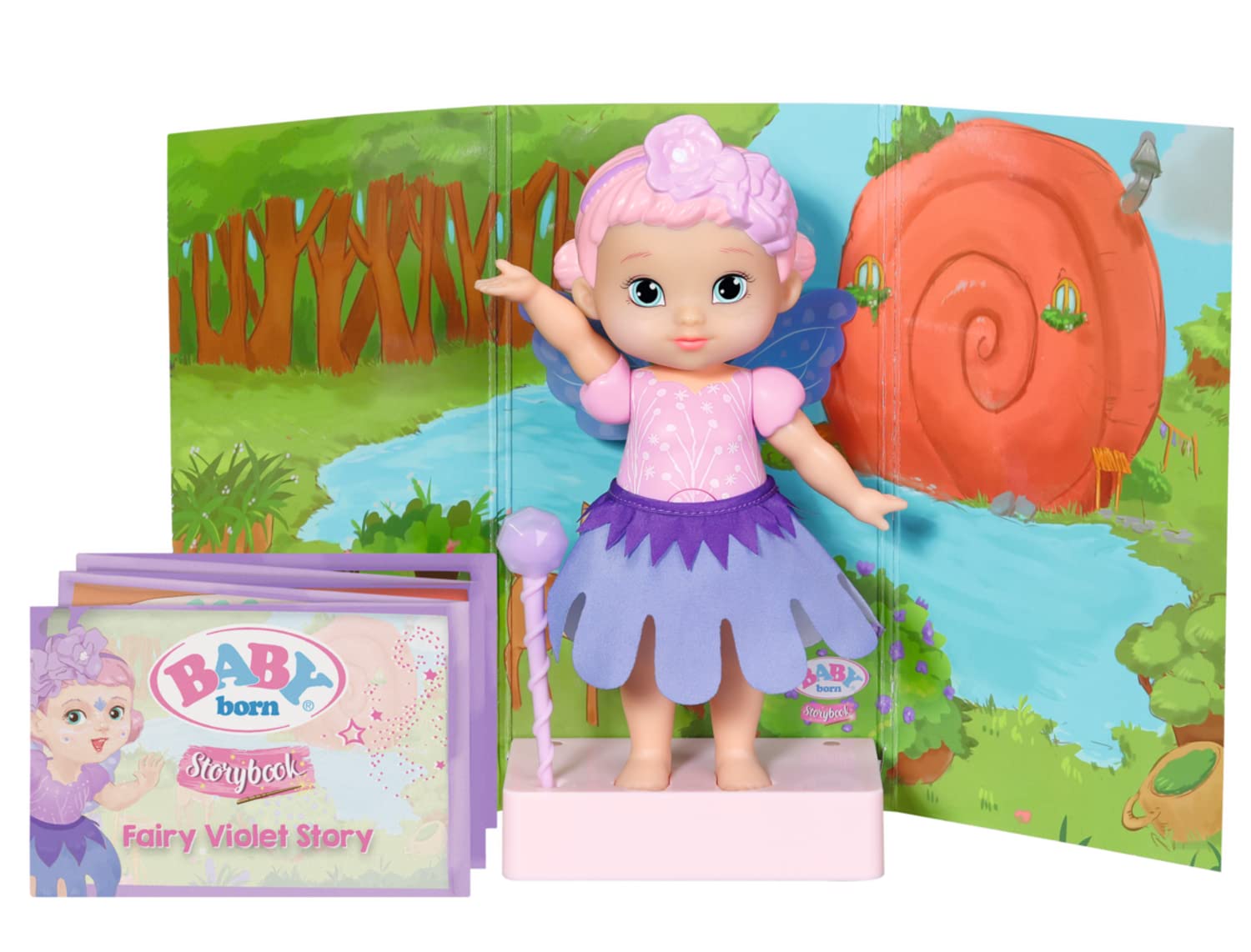 Zapf Creation 833780 BABY born Storybook Fairy Violet Feen-Puppe mit Flügeln Farbwechsel Tattoo Feenlicht Zauberstab Spielpuppe