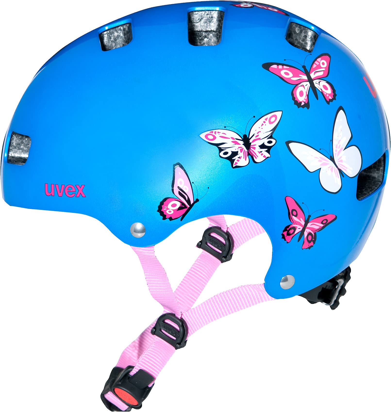 uvex Fahrradhelm Kid 3 Butterfly, metallicblau 55-58cm