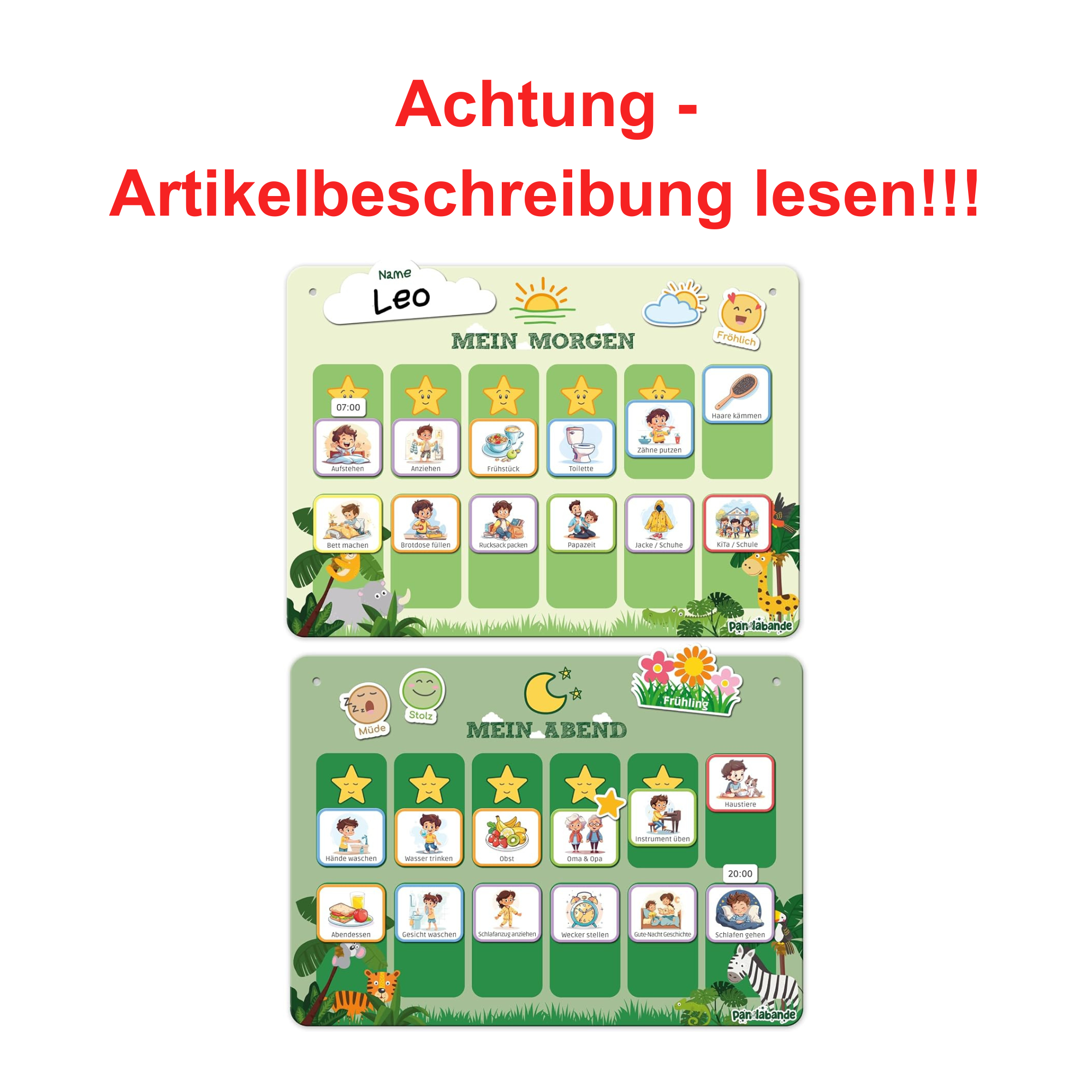 Kinderplaner, Bildschirmplan, Tagesablauf, Morgenroutine, Abendroutine
