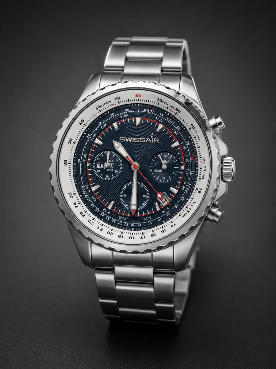 Armbanduhr, Chronograph, Stahlband, Analoge Uhr, Navi-Telemetrie