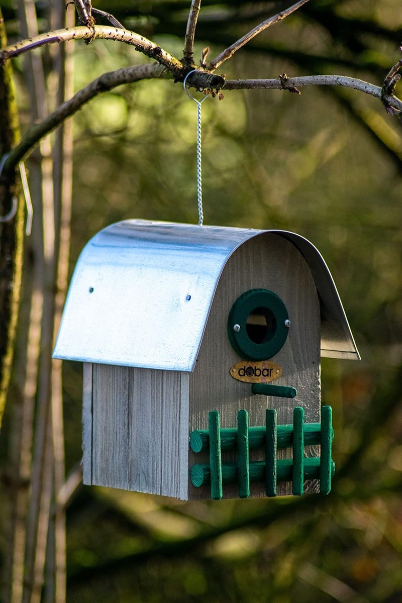 Vogelhaus, Vogelfutterhaus, Holzhaus, Metalldach, Futterstelle