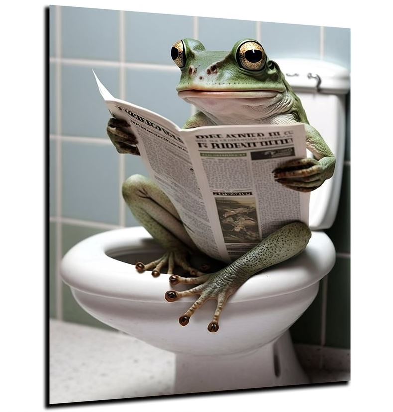 Wandbild Frosch auf Toilette 30x40cm HDF