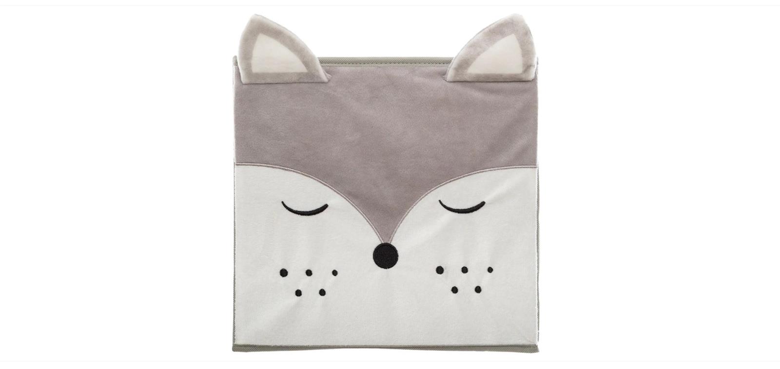 Kinder-Aufbewahrungsbox "Fuchs" - Samt - grau