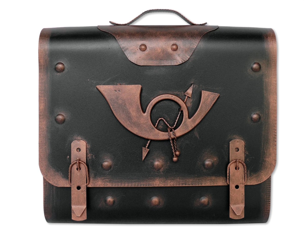 Brieftasche, Geldbörse, Leder, Uhrwerkornament, Braun-Schwarz
