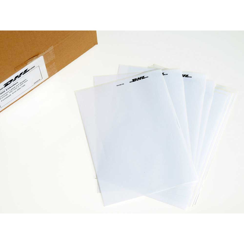 Selbstklebende Adressetiketten DHL, COMMON LABEL, DIN A5, Auswahl: 100,250,500 oder 1000 Stück