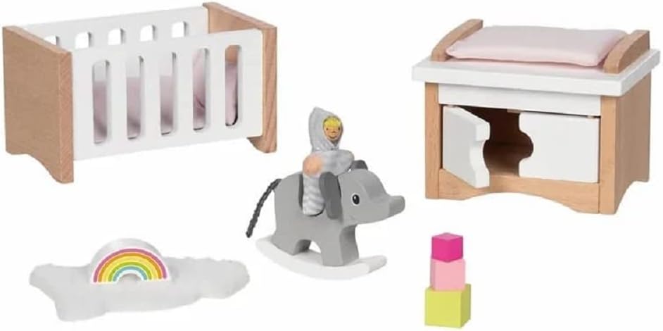goki 51500 Puppenmöbel Style Babyzimmer Kinderzimmerausstattung für das Puppenhaus Puppenhauszubehör