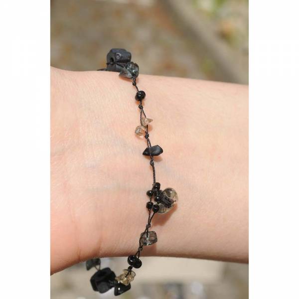 Dehnbares Perlenarmband SMOKE, schwarz
