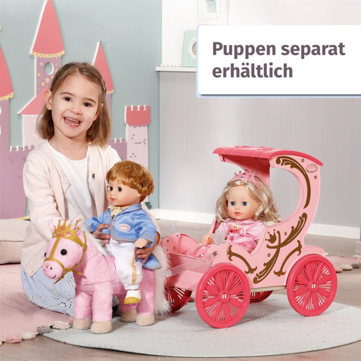 Puppenwagen, Puppen, Rutschstuhl, Spielzeugpferd, Kutschwagen