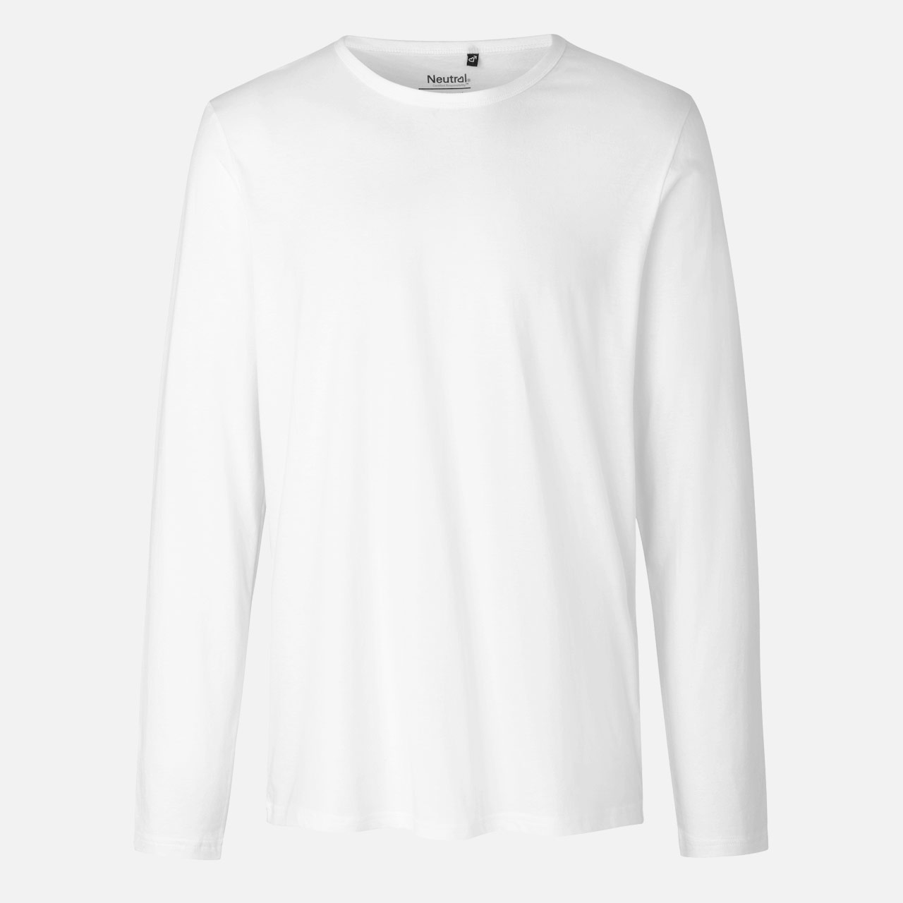 Langarmshirt, weiß, Rundhalsausschnitt, unifarben, Baumwolle