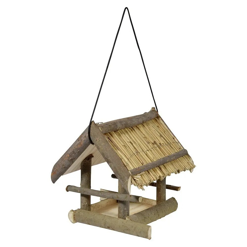 Vogeltränke, Vogelfutterhaus, Miniatur-Holzhaus, Rohholz, Naturholz_Set
