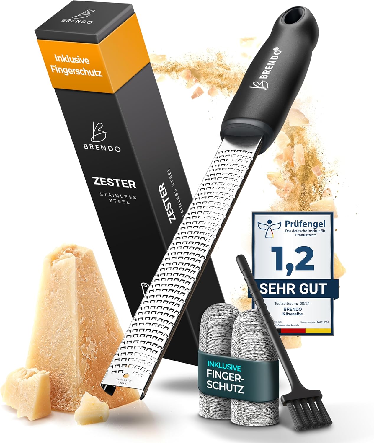 Brendo Premium Zester Reibe Käsereibe Knoblauchreibe Muskatnuss Reibe Zitronenreibe Ingwerreibe