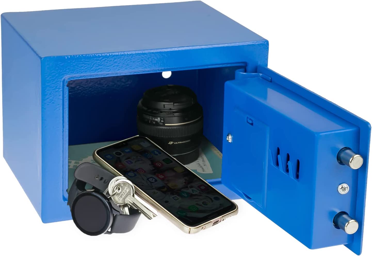 Safe, Mini Safe, Lockbox, Blue Steel, Key Safe