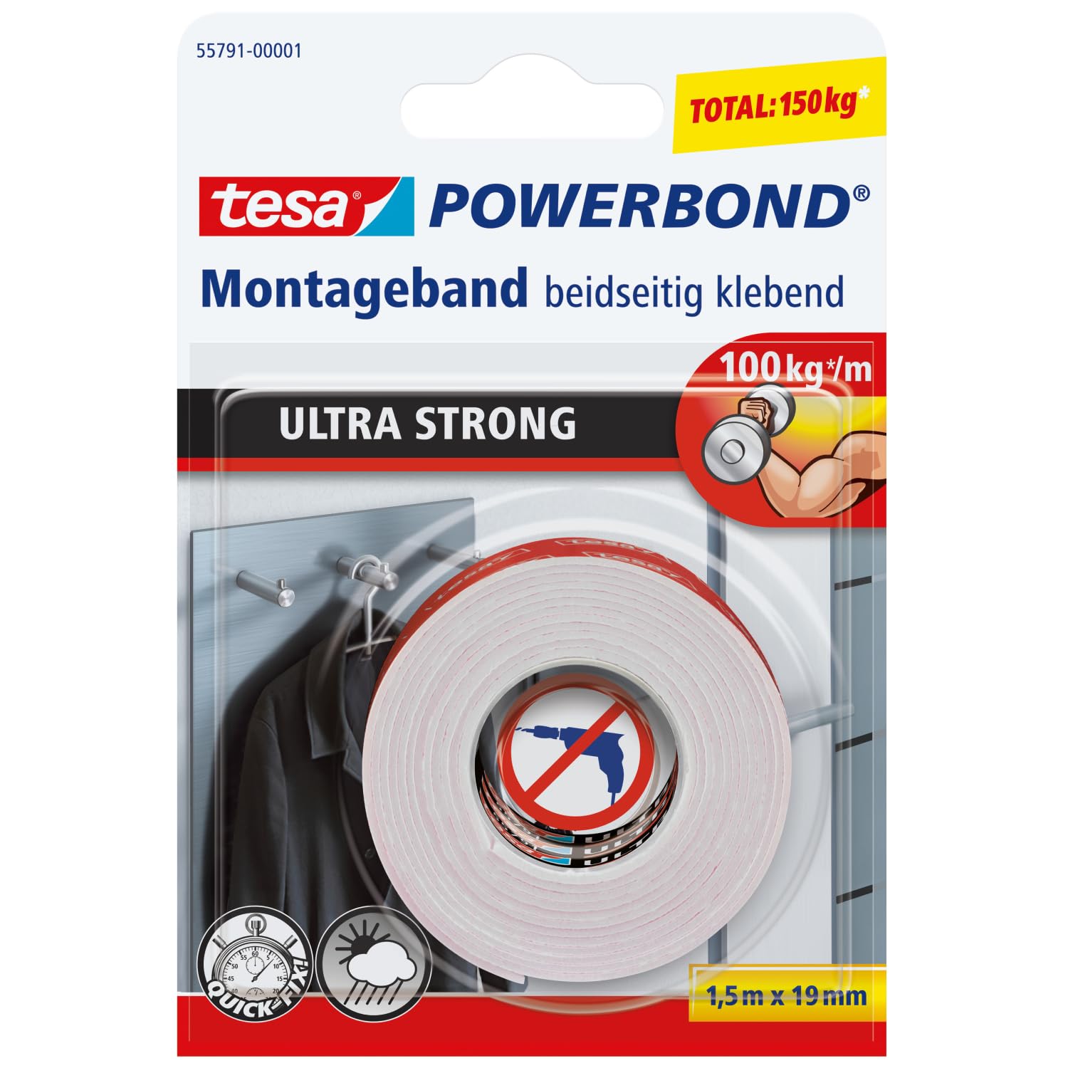 tesa Powerbond Ultra Strong Montageband 1,5 m x 19 mm