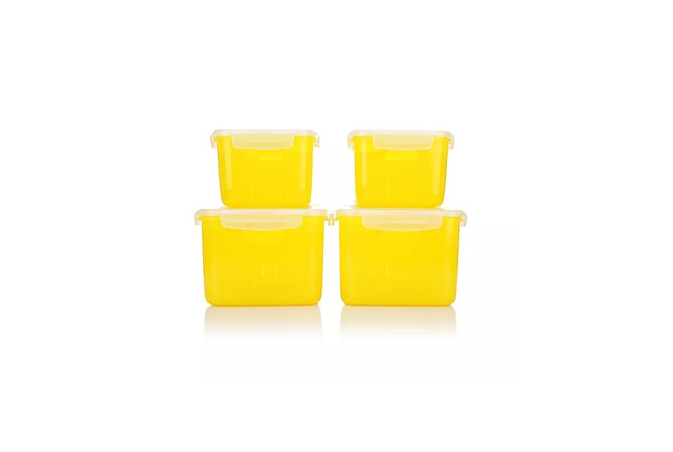LocknLock 4x Frischhaltedose Vorratsdose Vorratsbox Aufbewahrungdose Lunchbox gelb