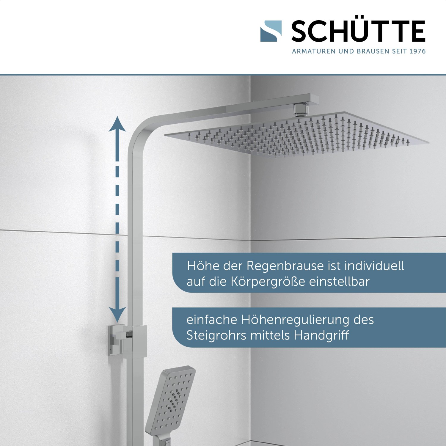 Schütte Überkopf Brauseset Ocean mit Thermostat Ablage Chrom Weiß