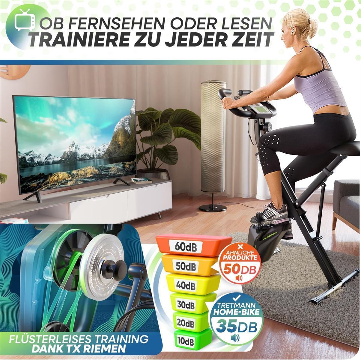 Tretmann Hometrainer Fahrrad klappbar Ergometer Heimtrainer Fitnessbike
