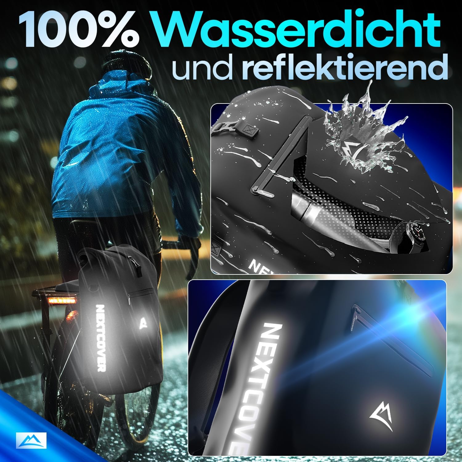 Nextcover 3in1 Fahrradtasche für Gepäckträger PVC frei Gepäckträgertasche, Fahrradtasche Rucksack und Umhängetasche 25L I Fahrrad Tasche wasserdicht Fahrradtaschen Gepäckträger aus Stoff