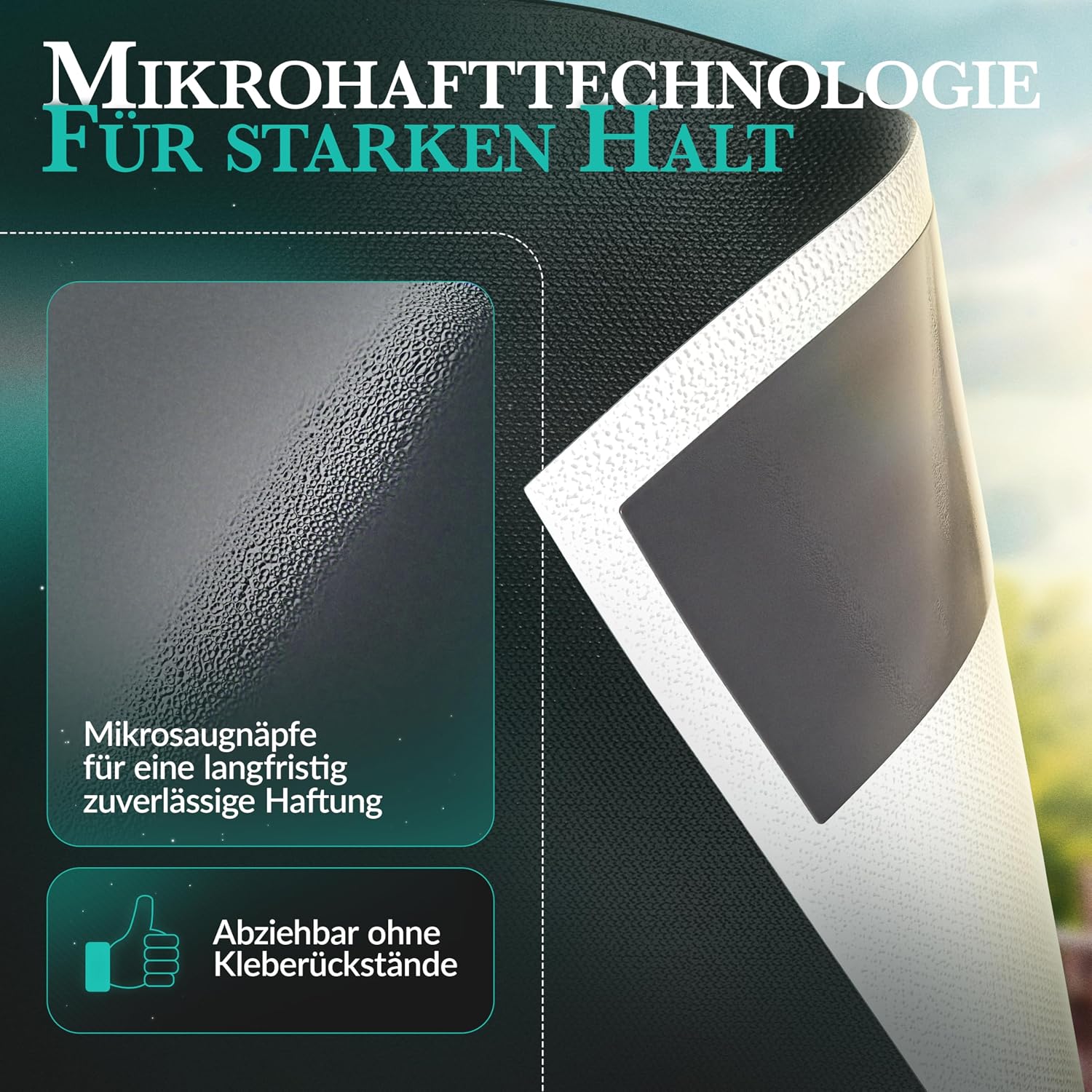 Mikrosaugfläche, Haftpad, schwarz, texturiert, rückstandsfrei ablösbar