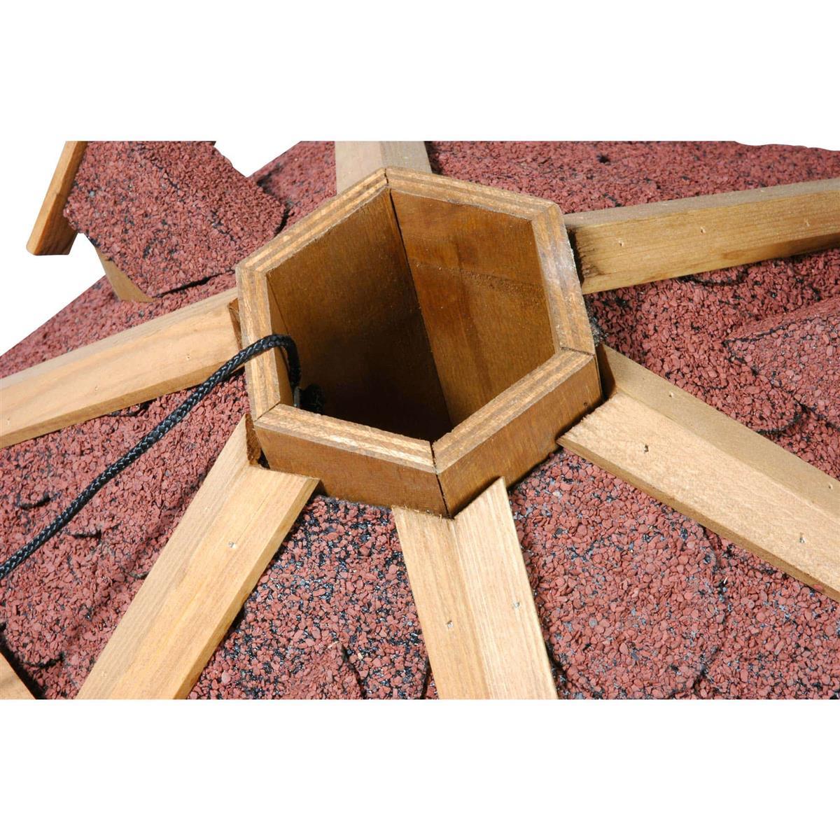 Dobar 6-eckiges Vogelhaus Rustikal mit rotem Bitumendach Kiefer DH140