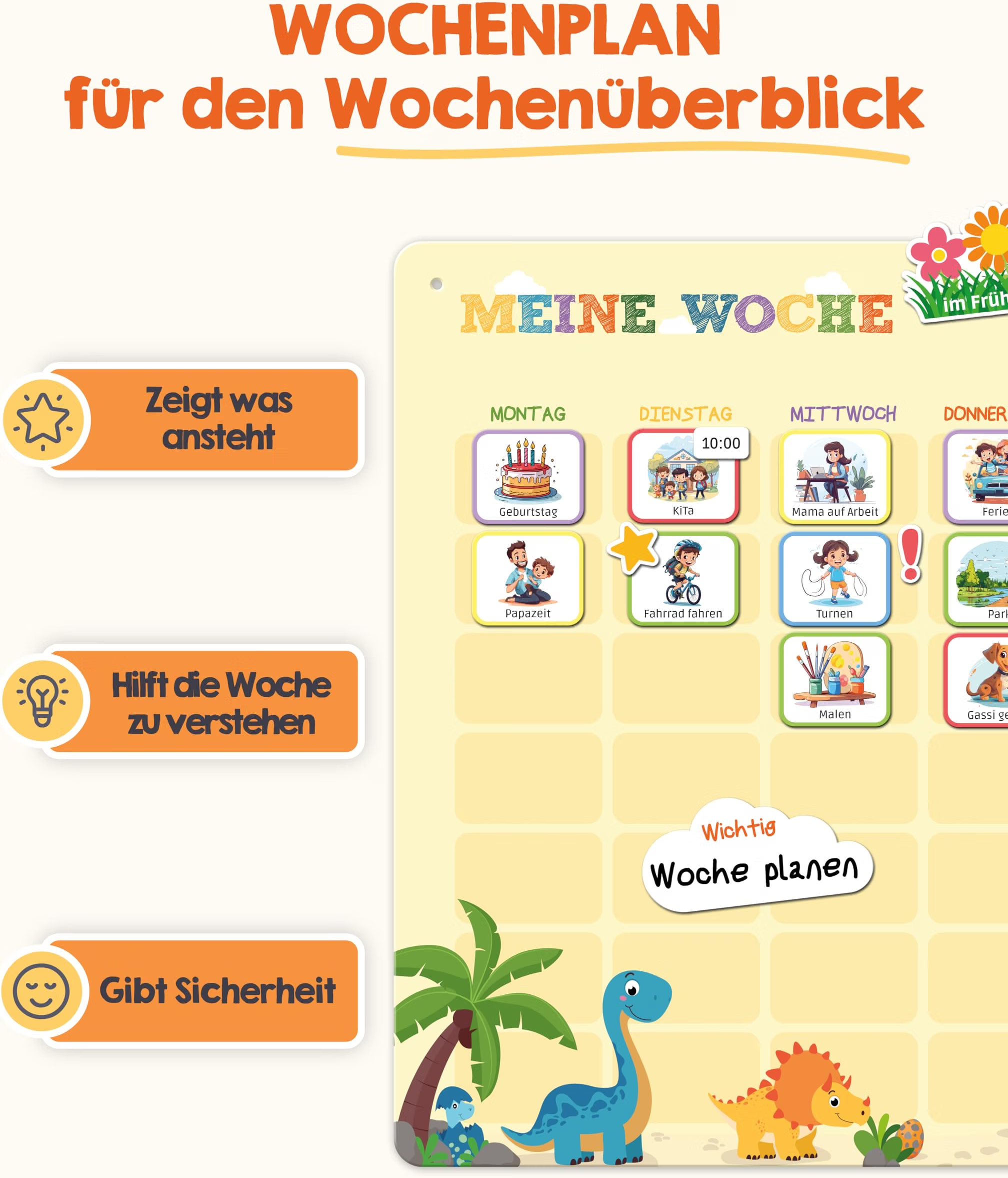 Kalender, Woche, Kinderplaner, Wochentag, Tiermotive