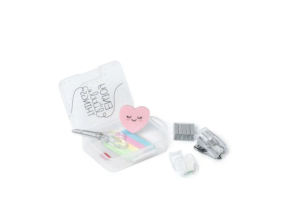 Legami Mini Schreibwarenset Büro Tacker Schere Textmarker Reiseset