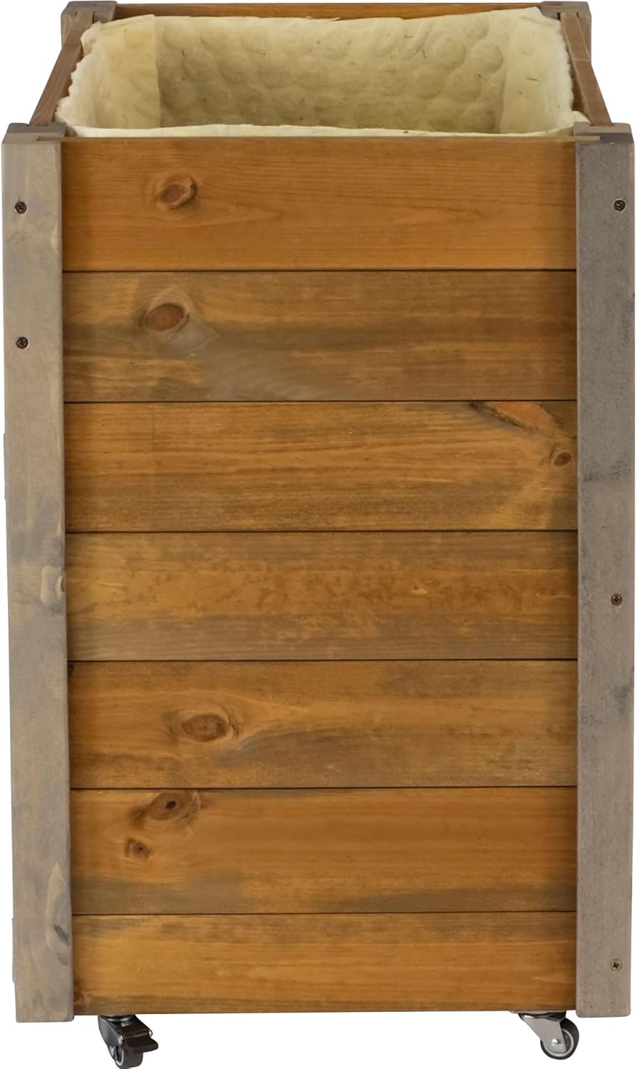 dobar Green Label Rollbares Hochbeet mit Staufach inkl. Schafswolle Gr. M - 60 x 40 x 62 cm - Grau-Braun
