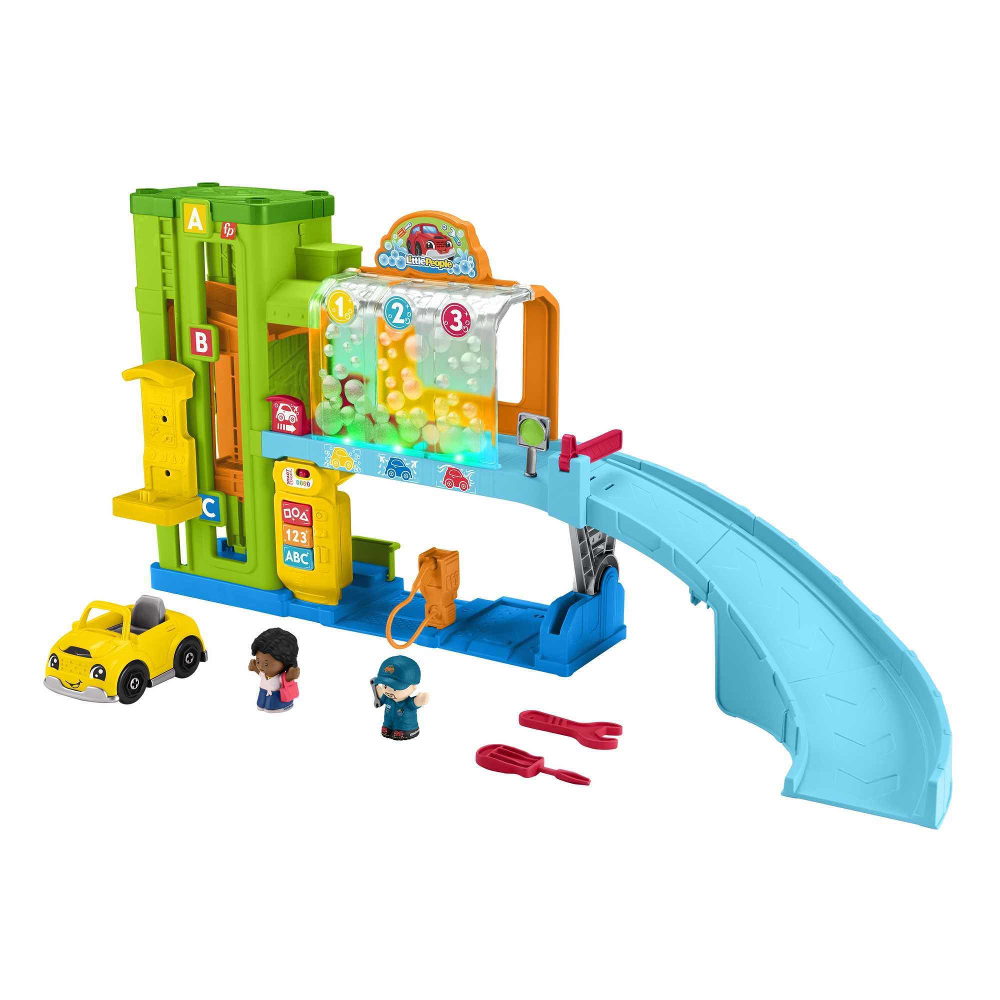 Fisher-Price Little People Lern-Garage - Interaktives Autogaragen-Spielset mit Lichtern, Musik und Smart Stages-Lerninhalten für Kleinkinder und Vorschulkinder HRC61