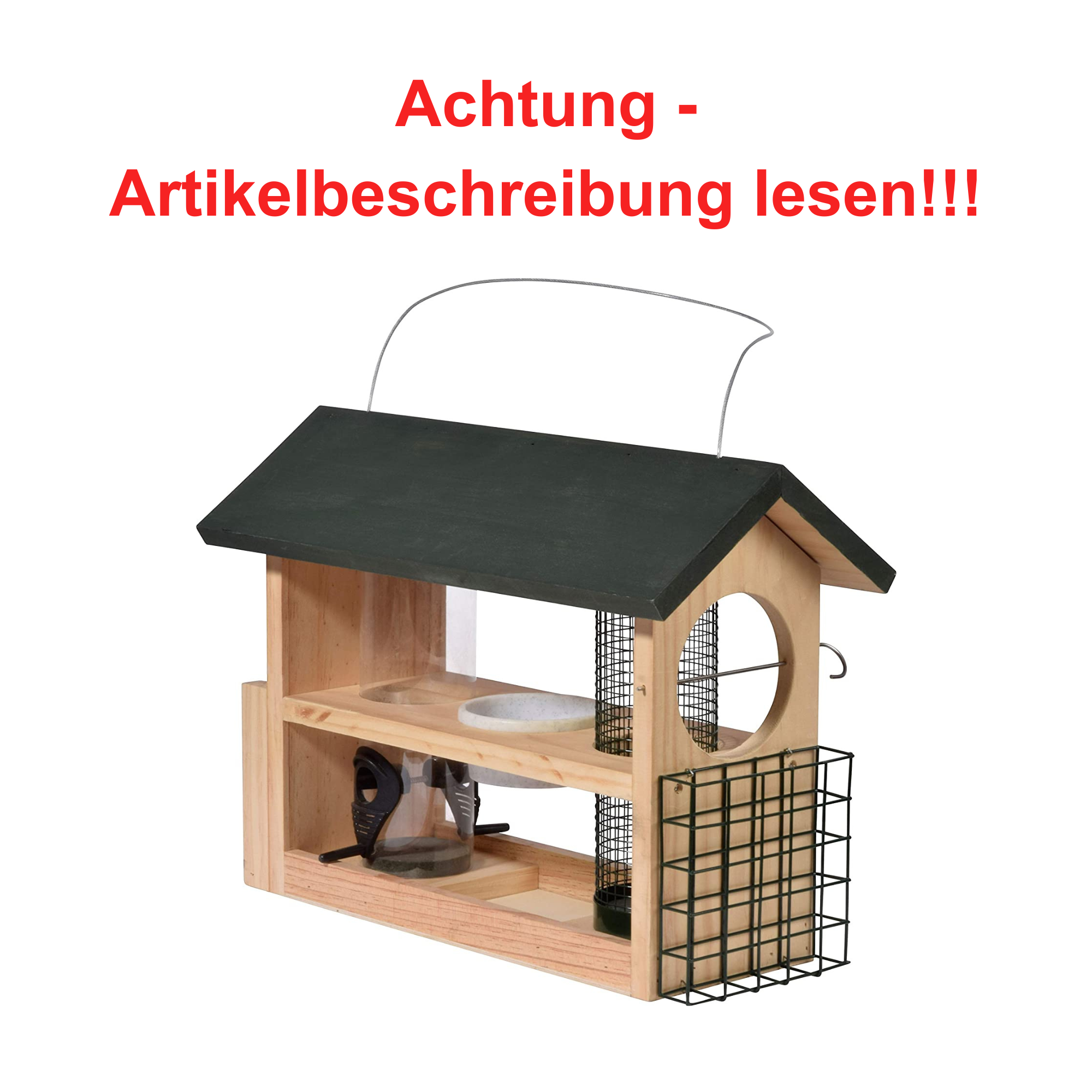 holzvogelhaus, grüne dach, drahtnetz, fensteröffnung, nistkasten