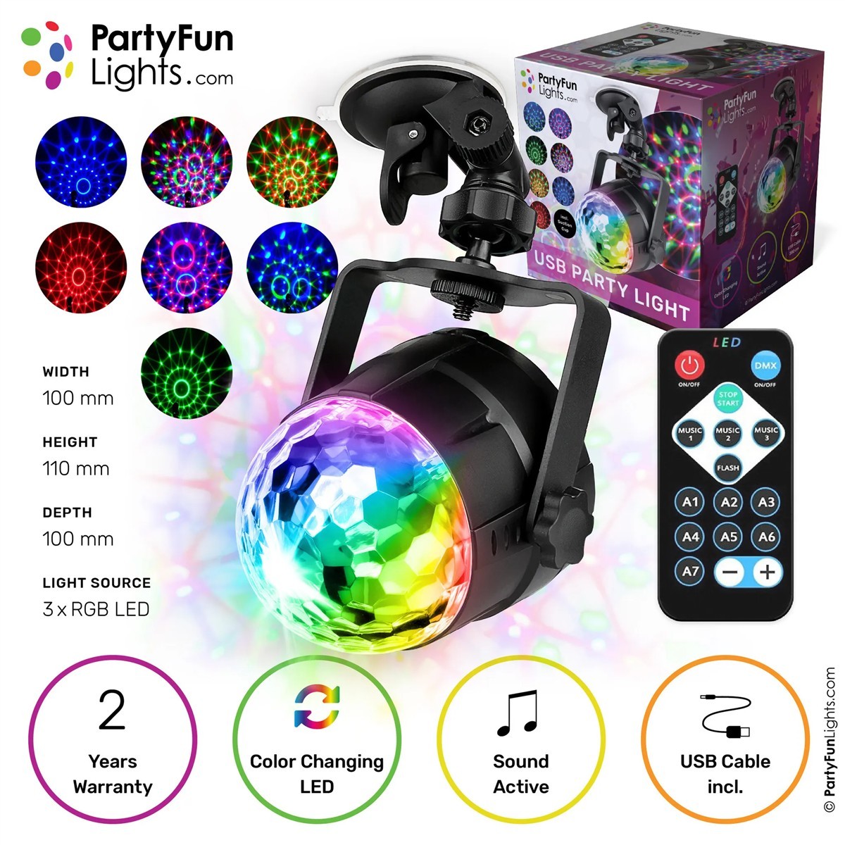 LED, USB-Party-Licht, RGB-LED, Farbwechsel, Fernbedienung
