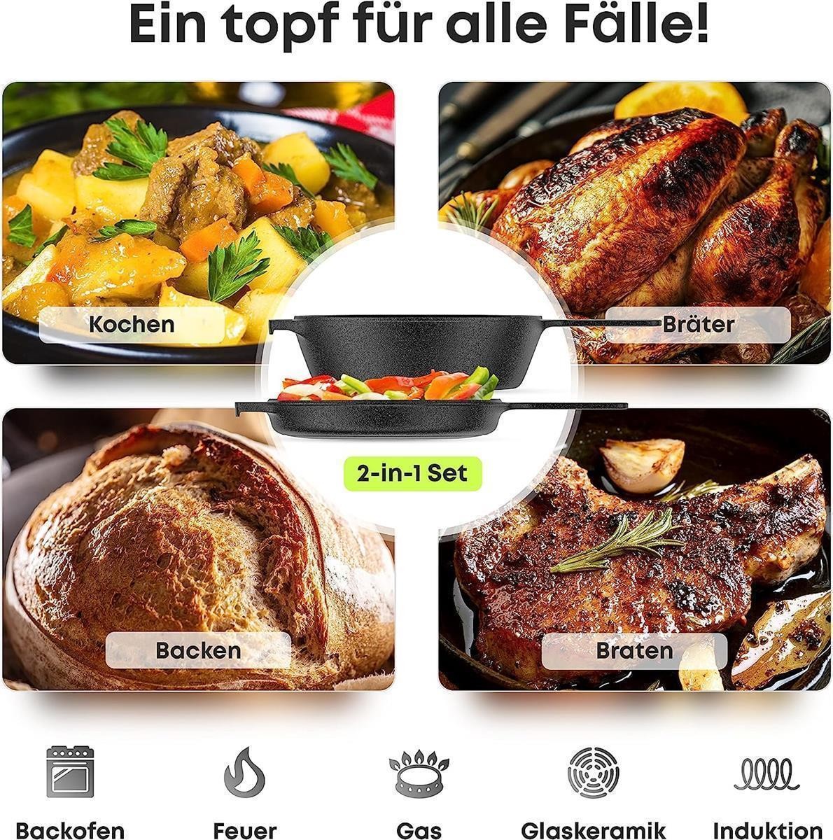 Kochtopf, 2-in-1 Set, Backen, Braten, Pfannenset