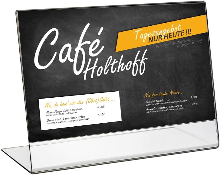 HMF Acryl Tischaufsteller schräg 10 Stück DIN A6 Querformat Glasklar