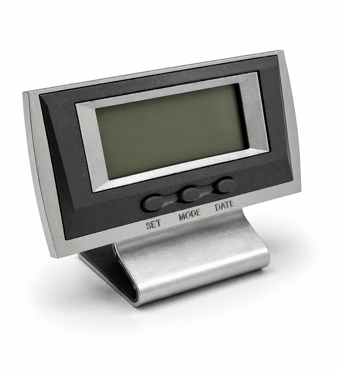 Digitale Uhr, Küchen-Timer, LCD Display, Ständer, Schwarz-Silber