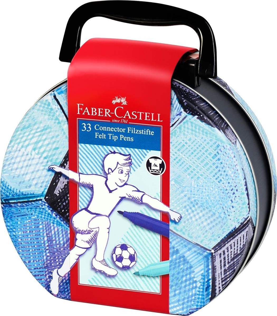 Felt-tip Pens, Cartoon football, Metal lunch tin, Runddose, Kinder Schreibware