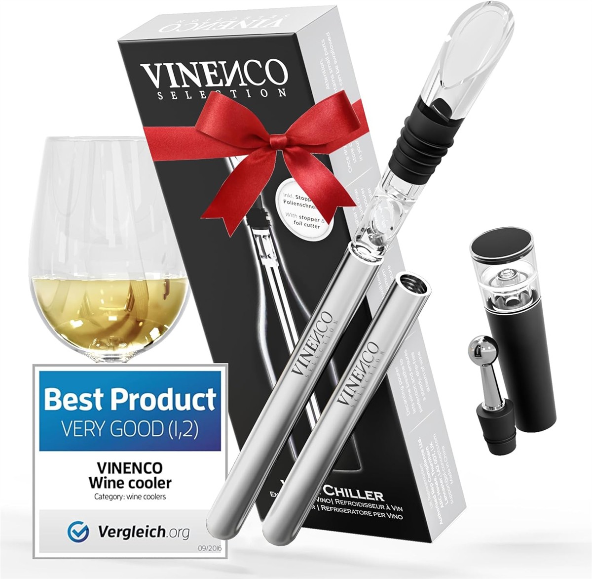Weinkühler, Batterie?, Rührer?, Weinzubehör, Geschenkset