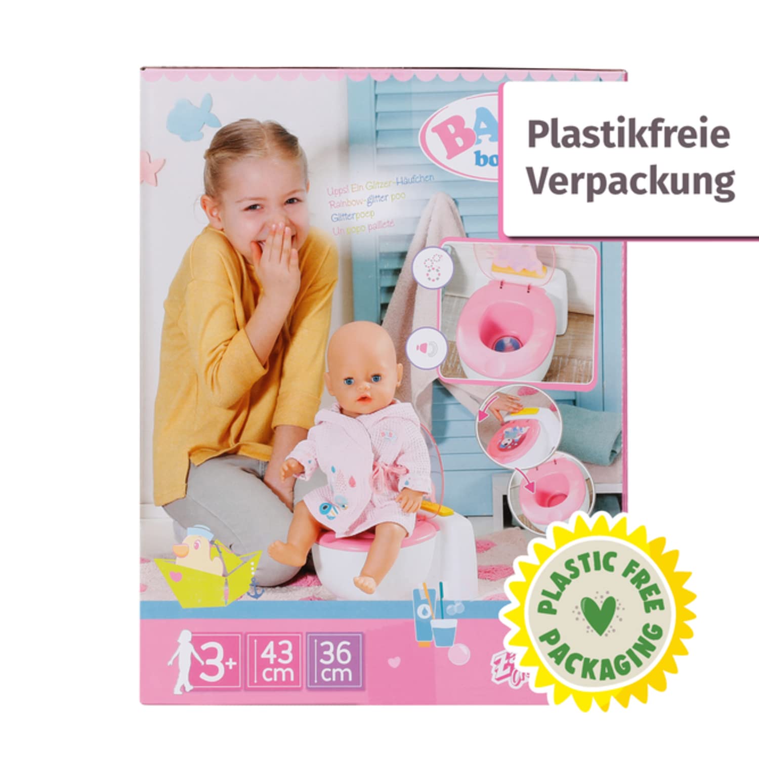 BABY born Toilette für Puppen mit Geräuschfunktion und Häufchen zum wegspülen, 828373 Zapf Creation