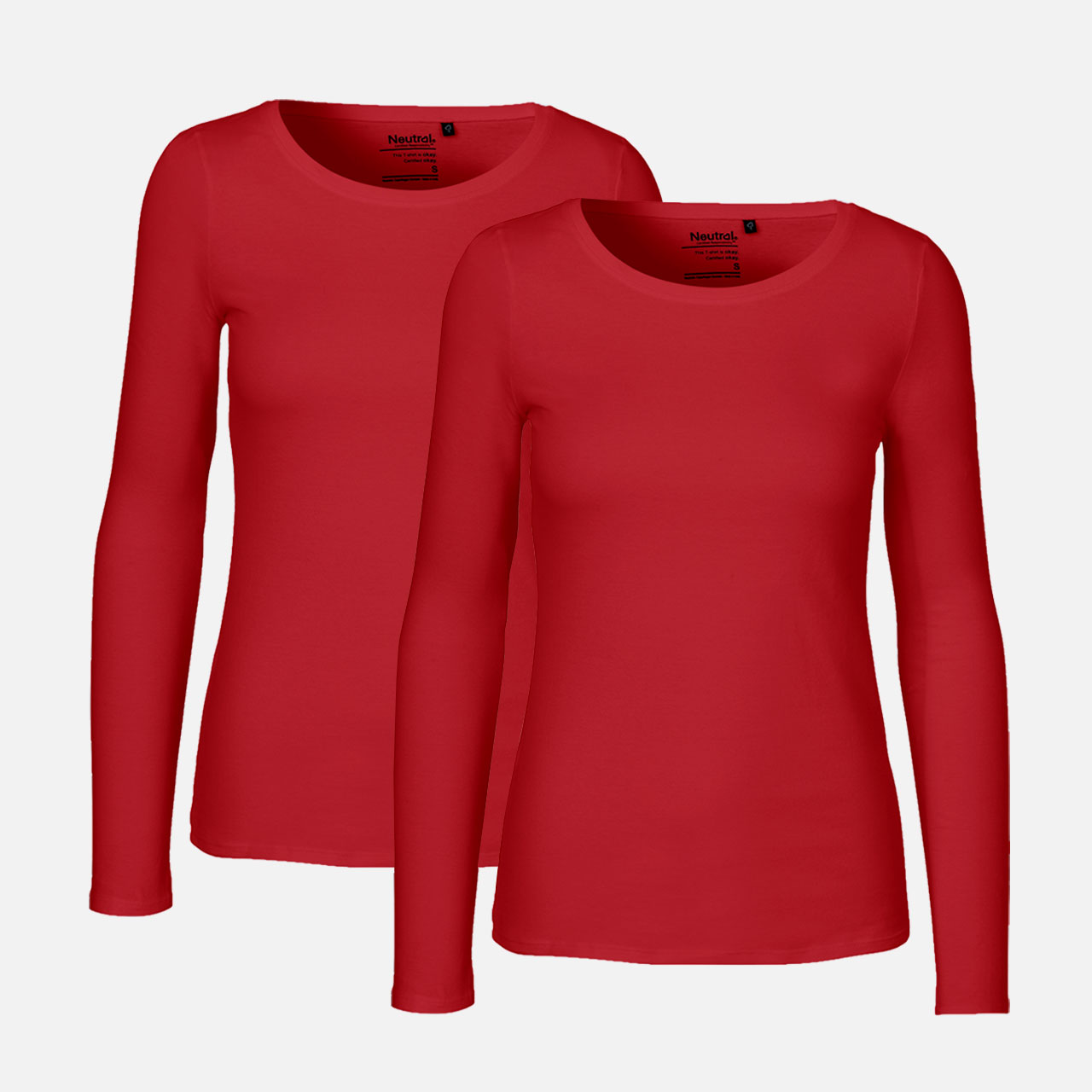 Langarmshirt, Rundhals, Rot, Einfarbig, Kleidungsstück
